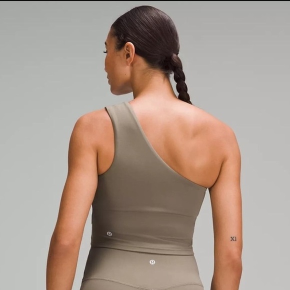 LULULEMON align asymmetrical one shoulder tank top taupe Nomad 10 - Picture 5 of 6
